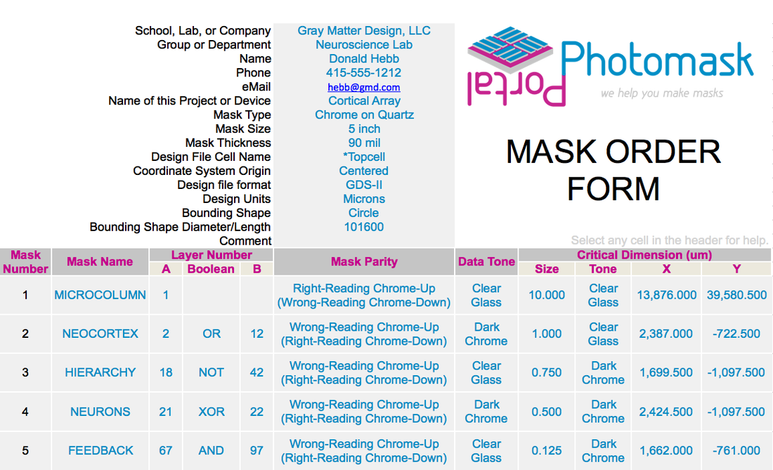 Photomask Order Form